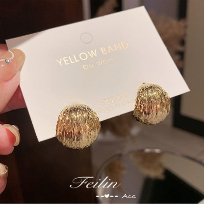 14k Gold Nugget Textured Dome Hoop Earrings nugget earrings